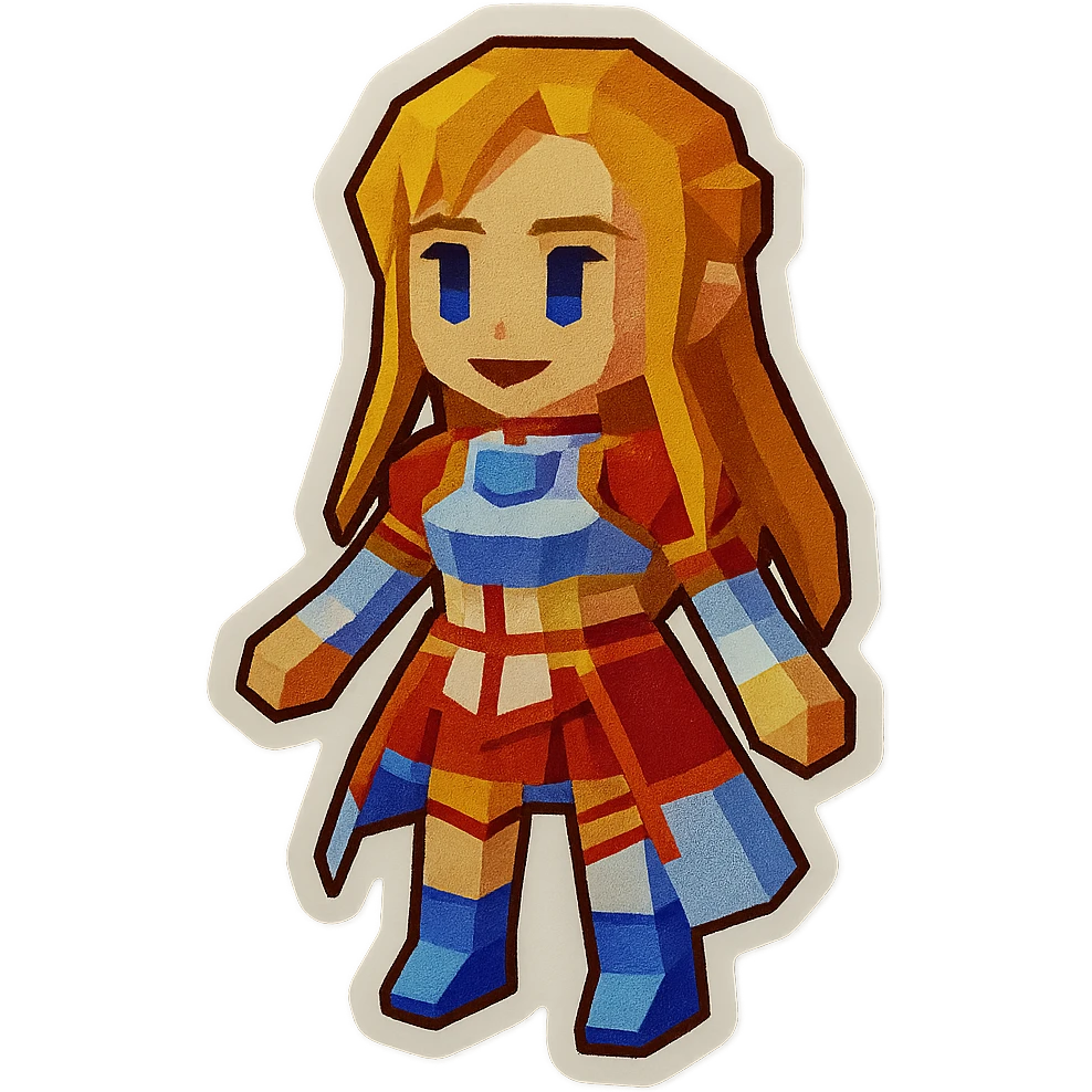 Sticker of Asuna from Sword Art Online in low poly 3D style with a smiling expression, inspired by the provided reference image. emoji