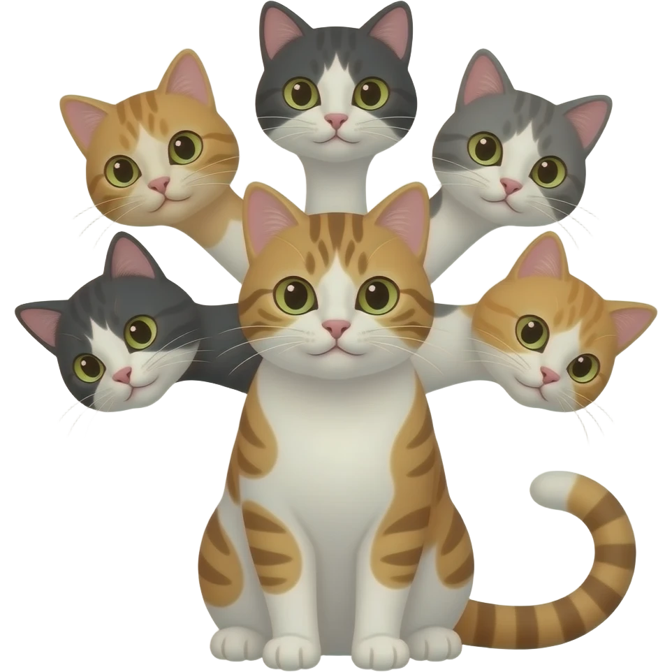 a cat with seven different heads emoji