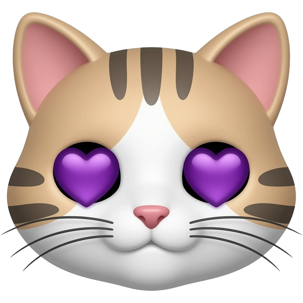😻 Cat Face with Purple Eyes that are Hearts emoji