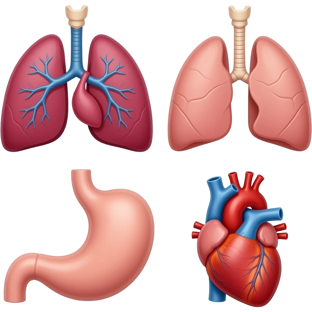 Stomach, lungs, and heart emoji