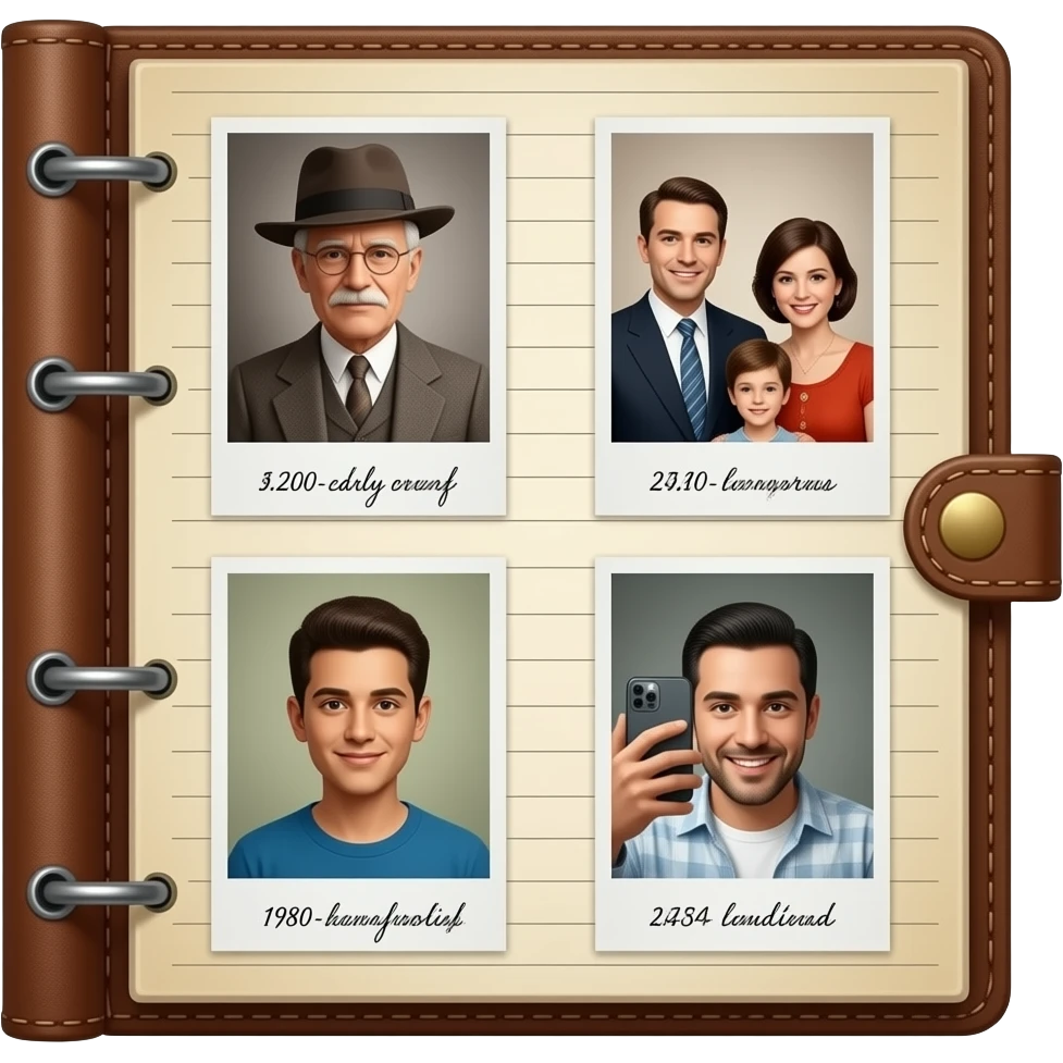 photo album with photos of different generations emoji