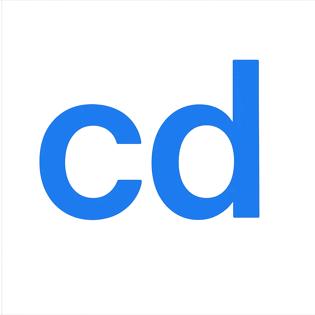 letters 'cd' in bold modern style blue color emoji