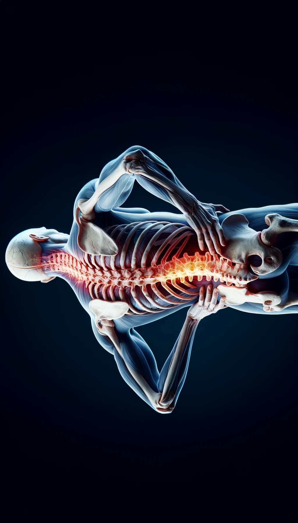 corpo umano anatomico di spalle e fisico storto, spina dorsale in evidenza, dolore alla schiena su un lato, iperrealistico 4k emoji