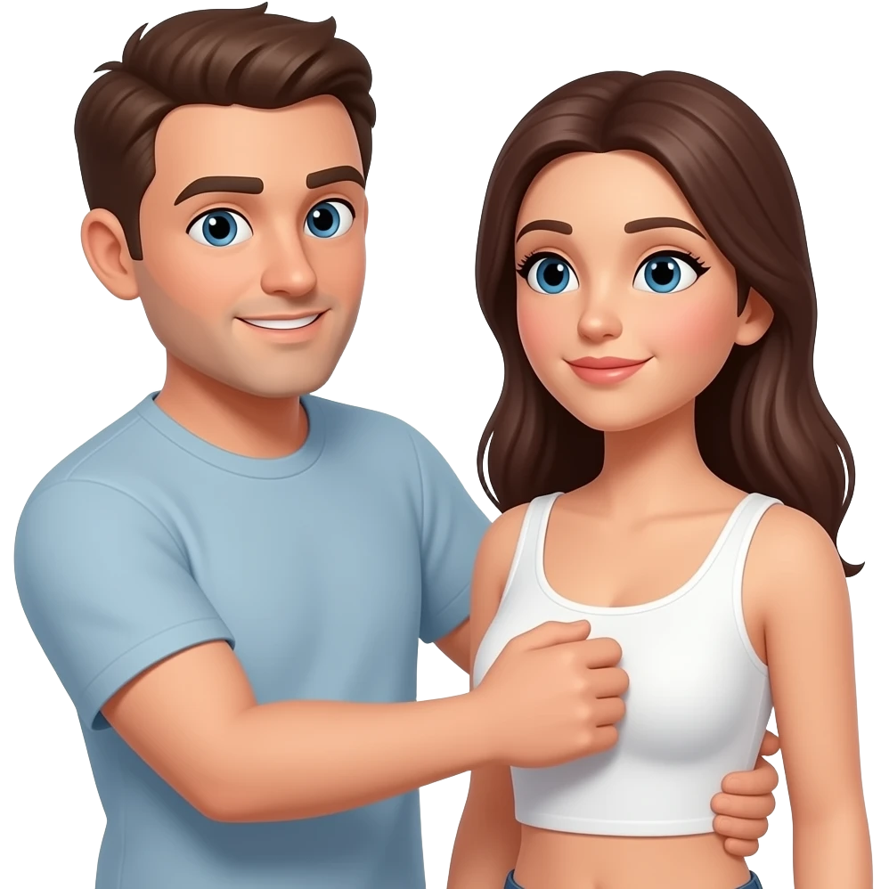 A man squeezing a womans breasts emoji