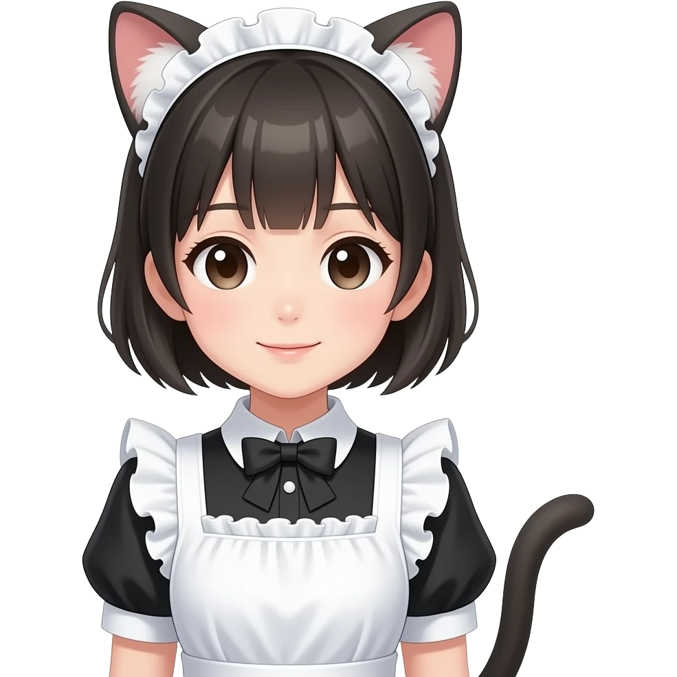 a japanese girl with cat ears &tale with maid outfit emoji