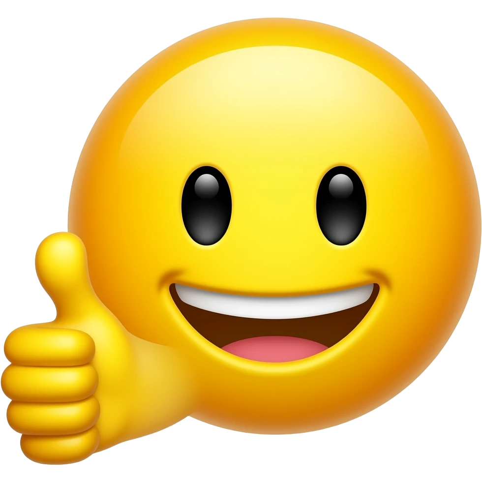 Cara feliz de emojis amarillos y un me gusta emoji