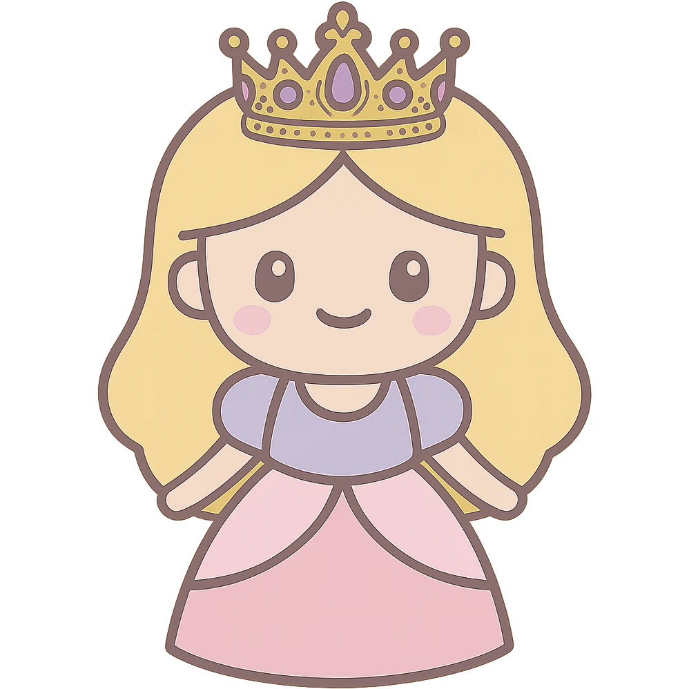 Add a crown to the princess, keep the style consistent with the original image, and maintain a transparent background. emoji