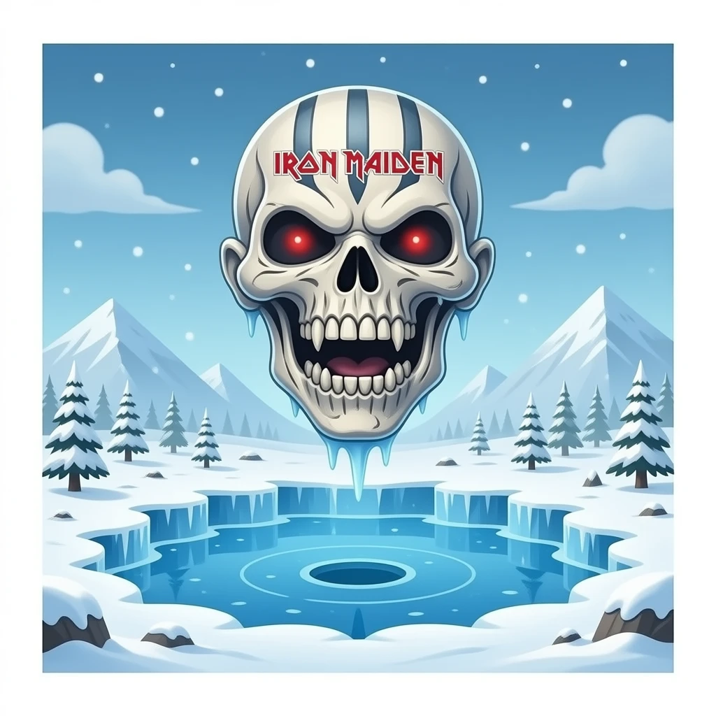 iron maiden eddie mascot - mutant corpse hovers over frozen landscape - a Gustave Doré piece, depicting traitors frozen in a lake of ice in the ninth circle of Dante's Inferno emoji