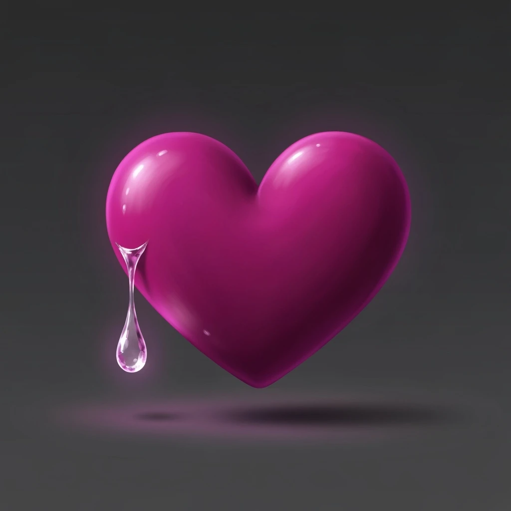 cute emo heart with a tear drop emoji