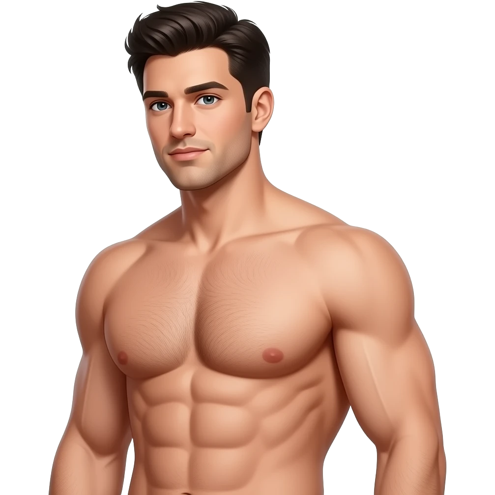 Naked full body dark haired man standing side on emoji