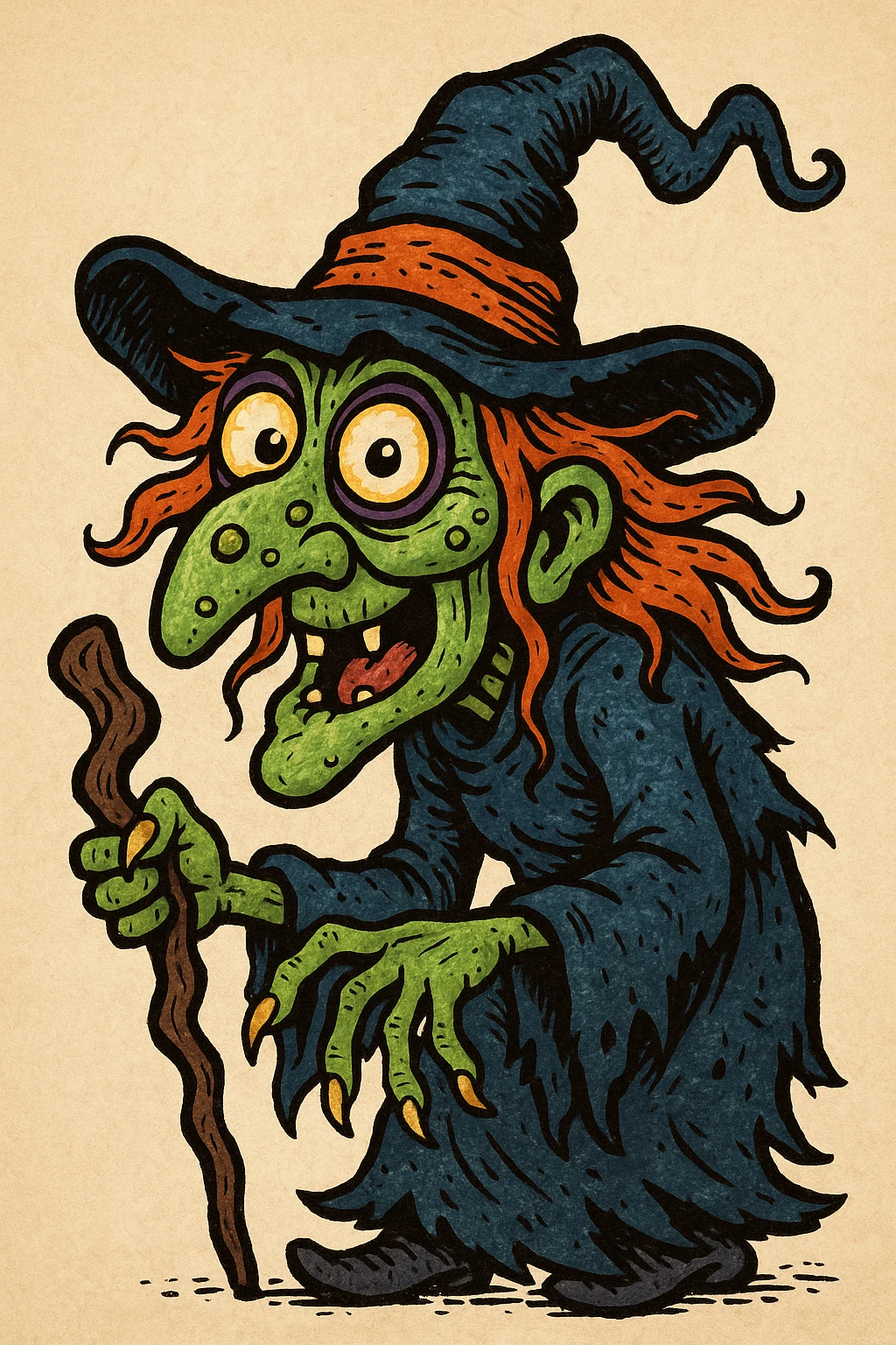 ugly witch with a big nose and big eyes, distinct style 3 emoji