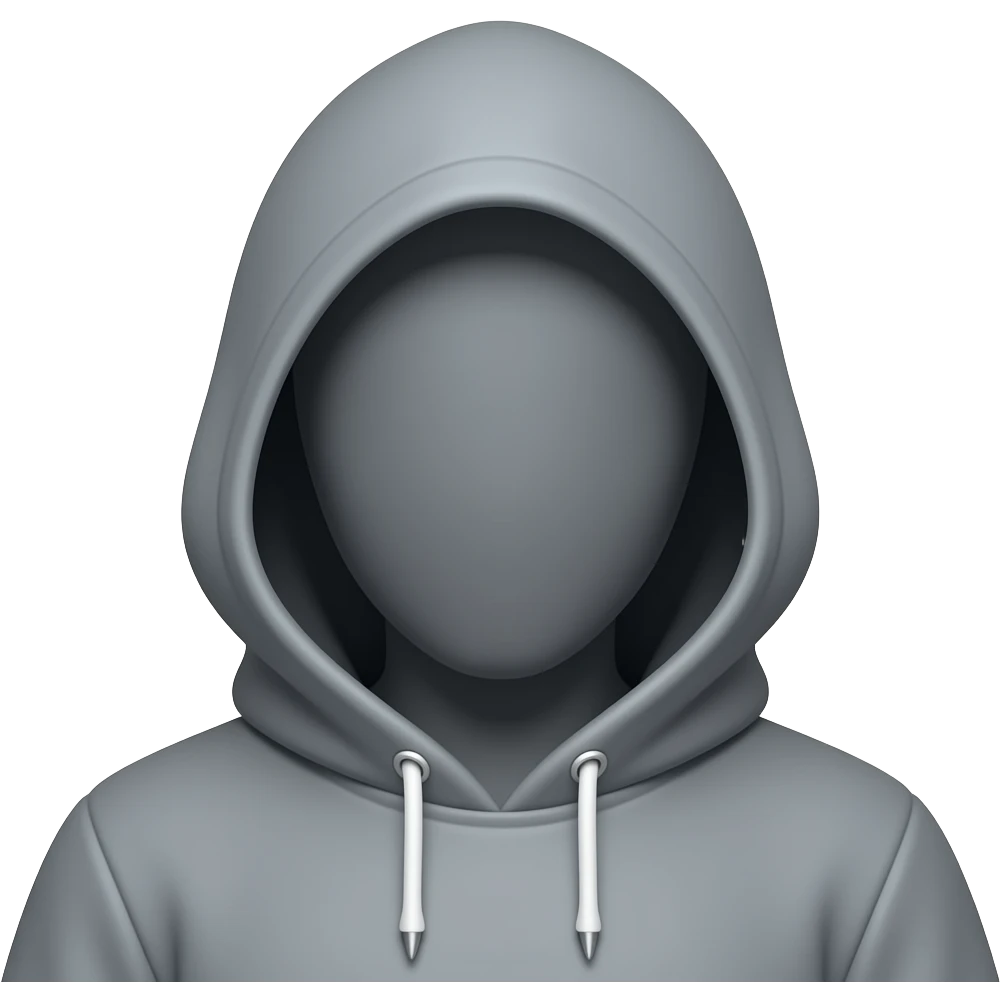 Grey hood, cinched by the drawstrings to cover entire face emoji