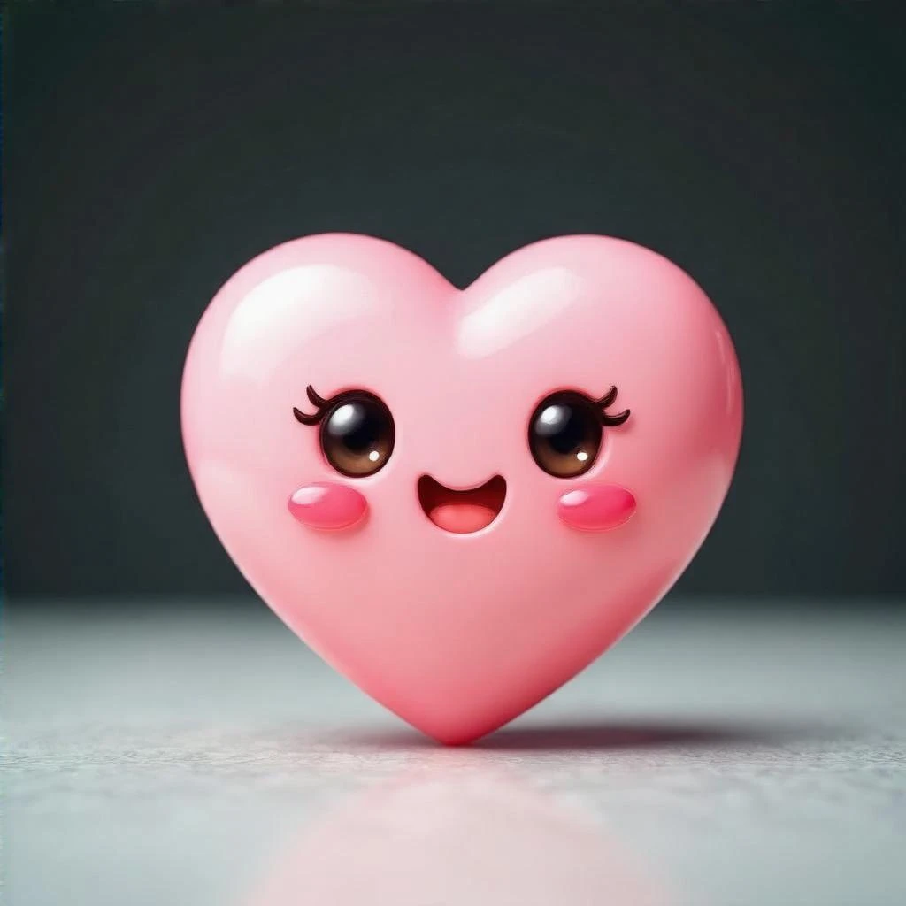pink heart emoji with a cute face emoji