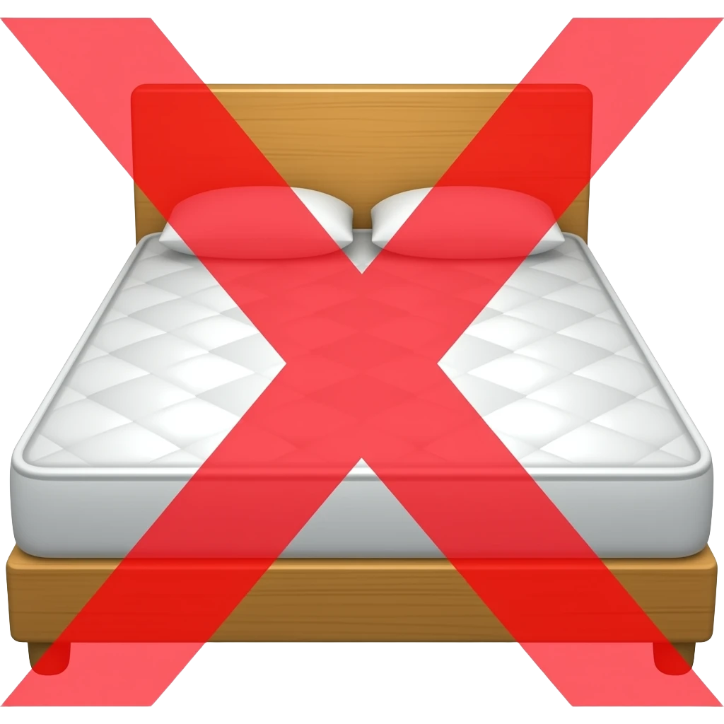 bed with headboard, basic, and on top of it is a red X, X overlays the bed, remove the x on the mattress emoji