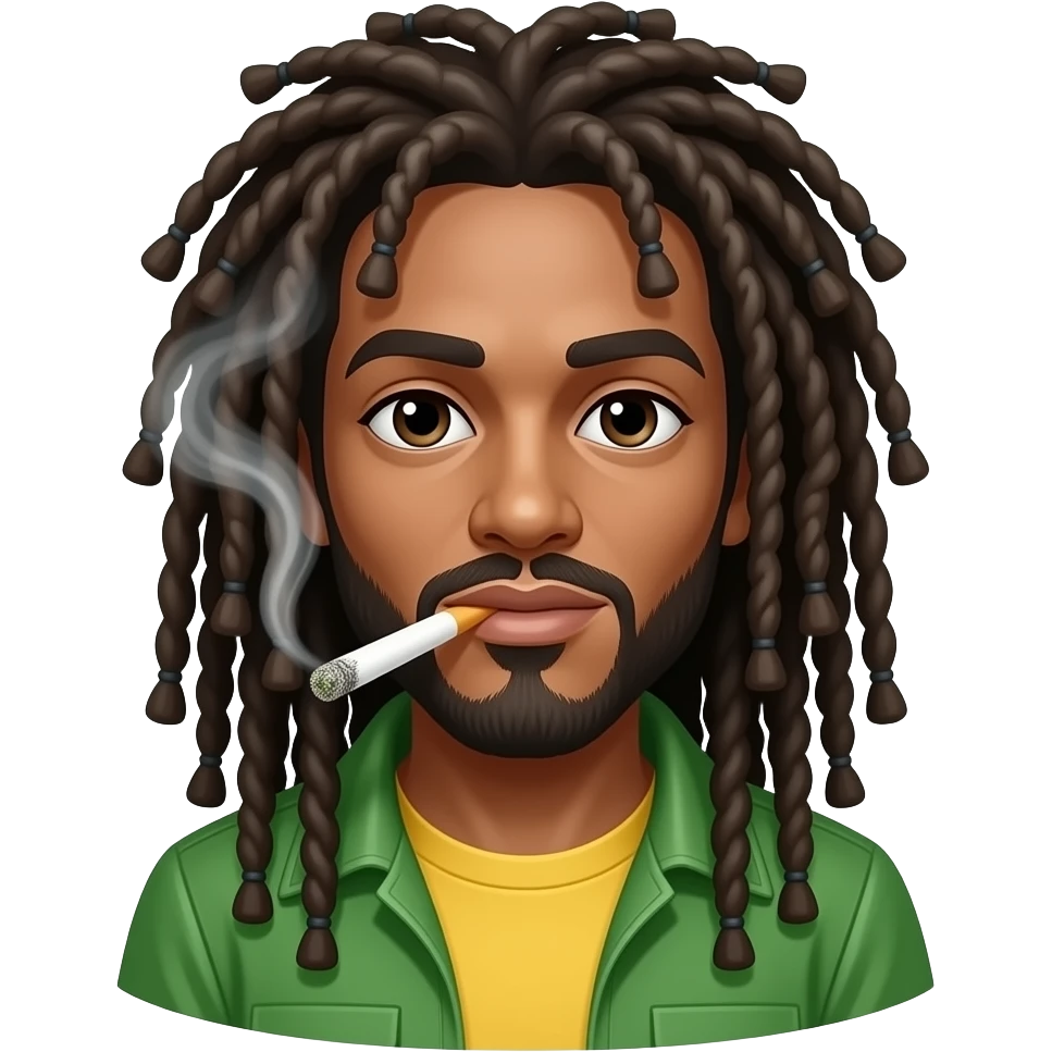 White rastaman smoking weed emoji