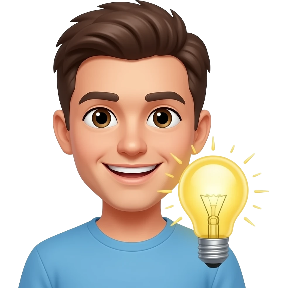 Mlad decko je nasao resenje i srecan je. upalila mu se sijalica emoji