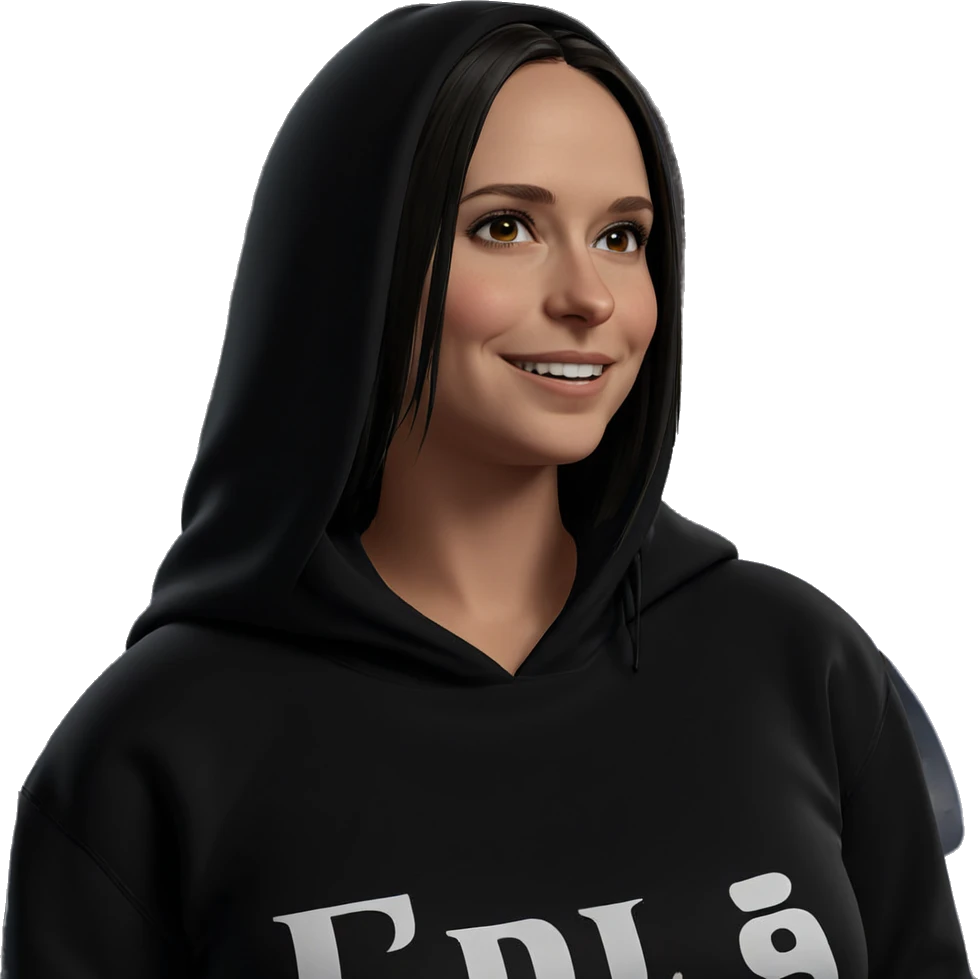 smiling girl in hoodie emoji