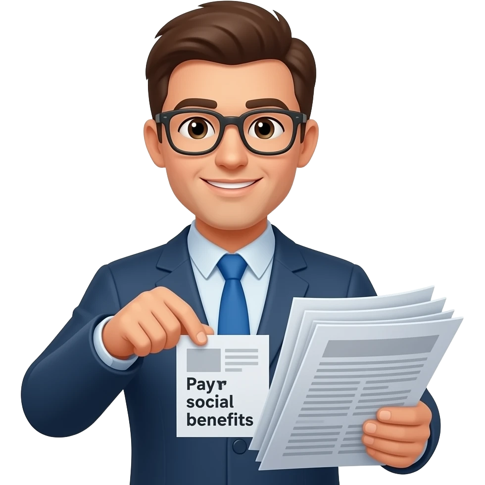 persona de nomina y prestaciones sociales  con documentos emoji