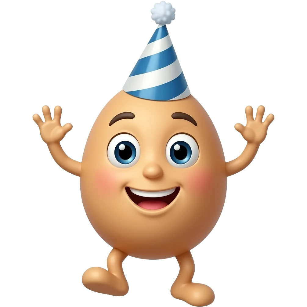 Dancing egg in party hat emoji emoji