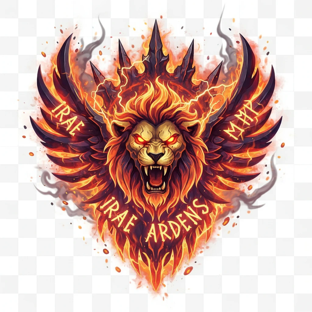 un emblème de la colère du dieu du feu avec un fond totalement transparent emoji