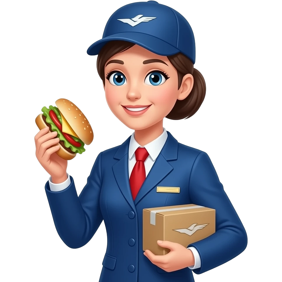 Jet courier delivery girl eating her healthy lunch emoji