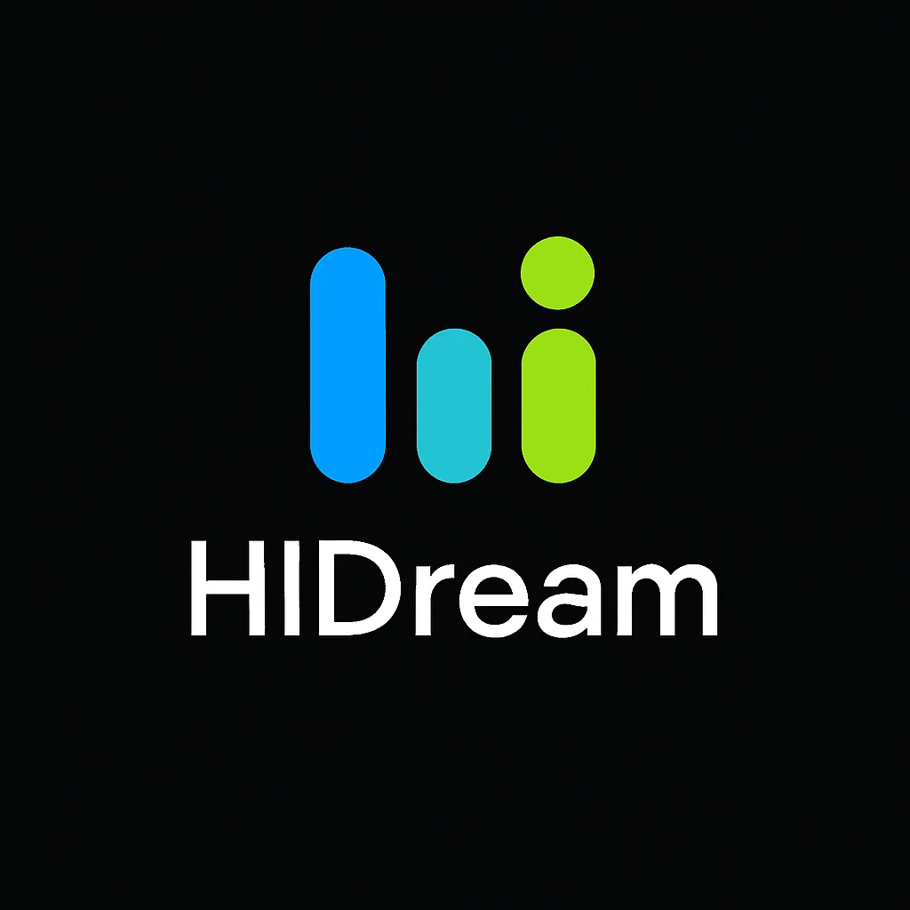 create high dream logo like this with text "HIDream", black background  emoji
