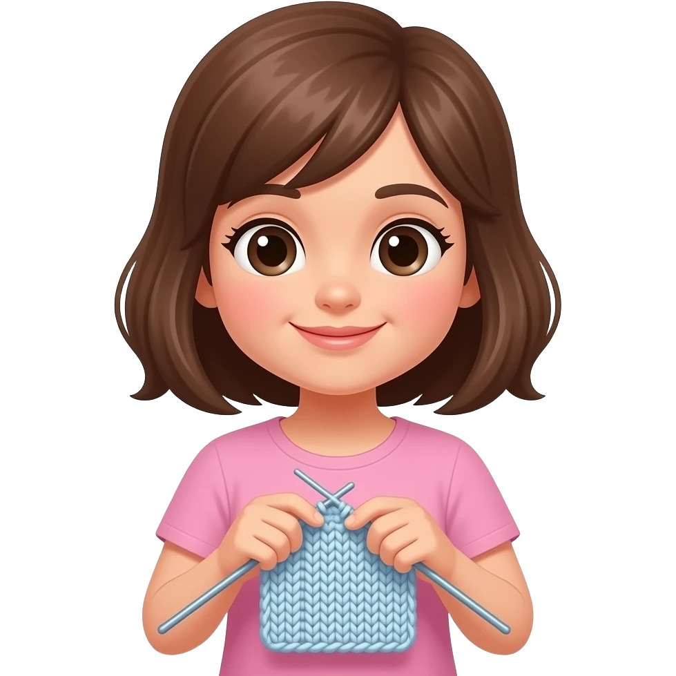 Nesse estilo faça uma menina fazendo crochê emoji