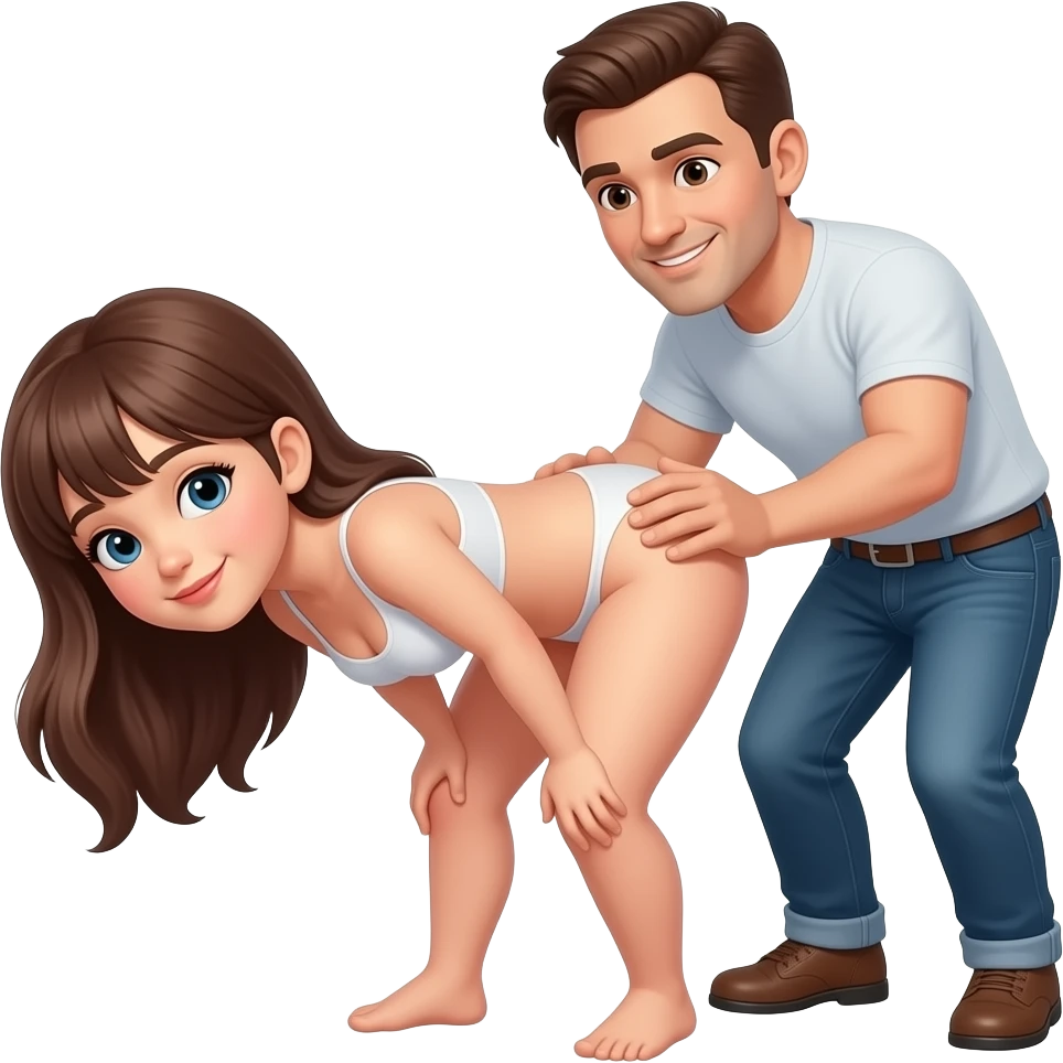 Man slap the ass to a girl leaning forward naked without clothes emoji