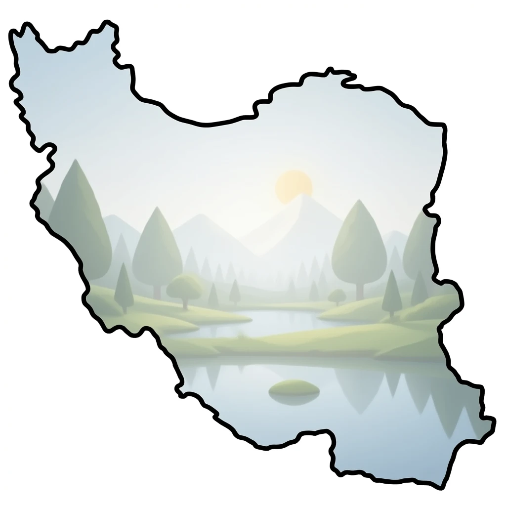 Just outline of Iran map by black line and white background emoji