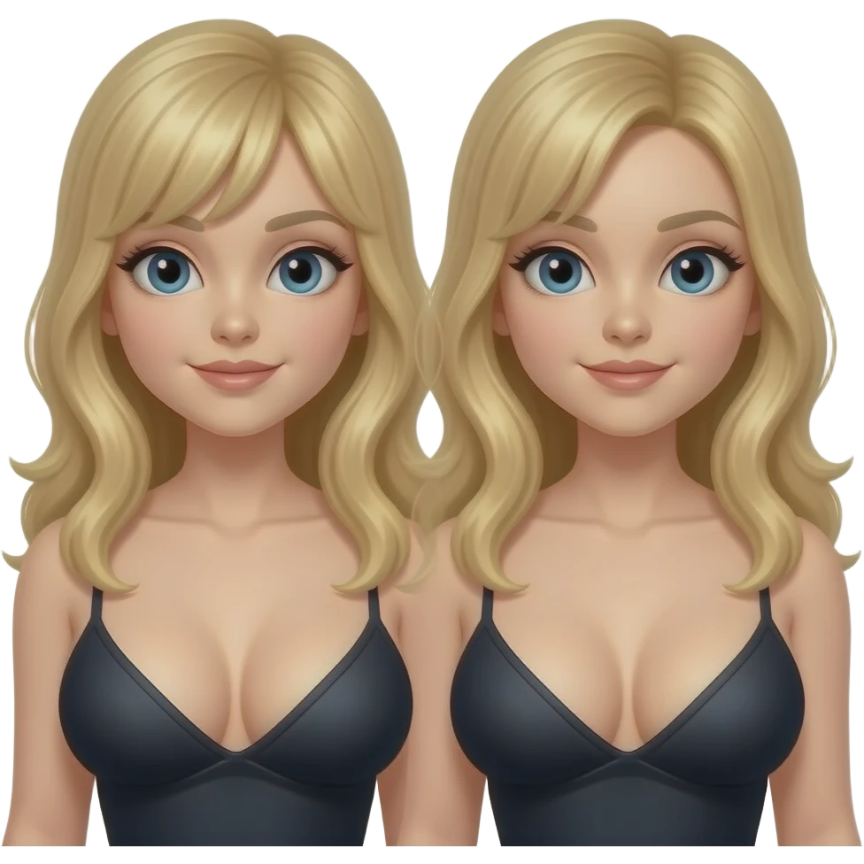 Make an emoji of my pic file:///var/mobile/Library/SMS/Attachments/44/04/CAD02A14-1326-4E90-9FCD-F5731052EA4A/IMG_5587.HEIC blond twins with large breasts emoji