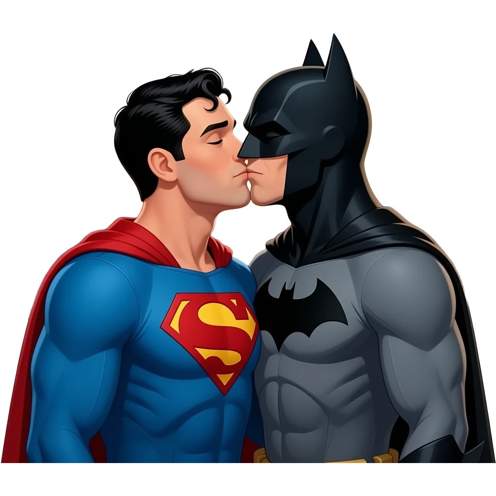 Super man besando a Batman emoji