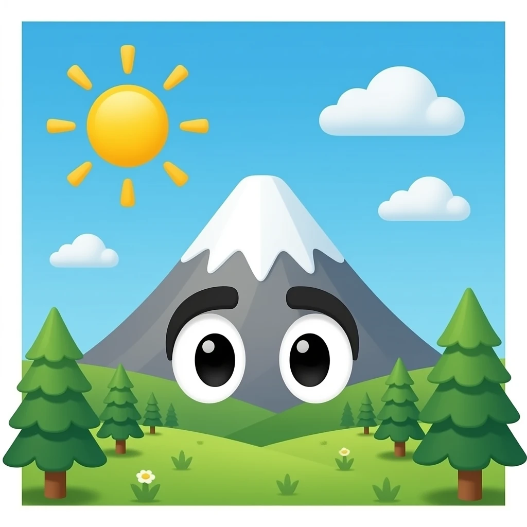montagne avec des yeux emoji