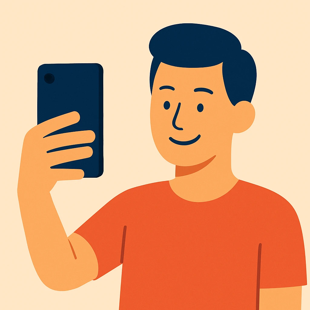 Flat design style selfie emoji