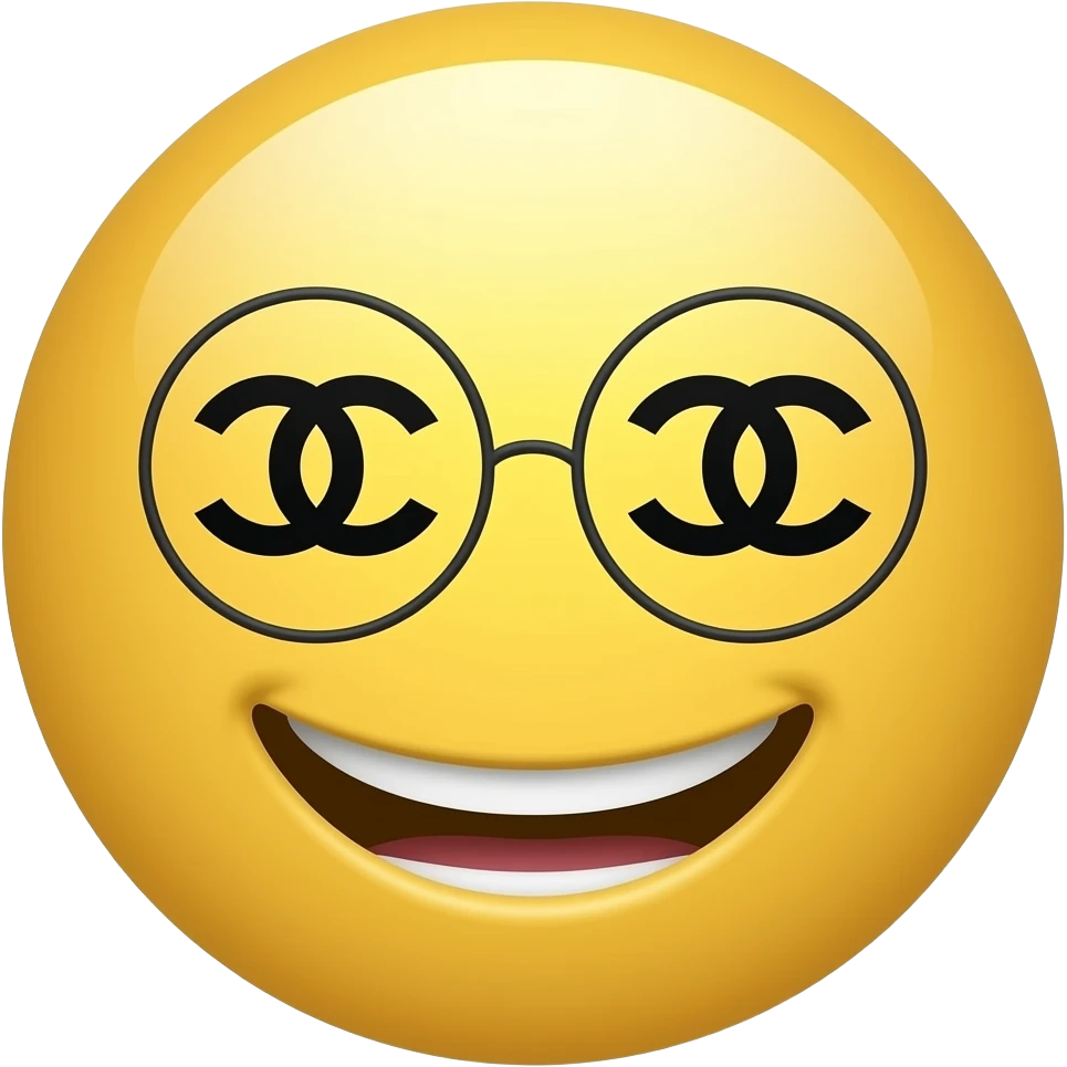 улыбается лицо а на глазах логотип шанель emoji