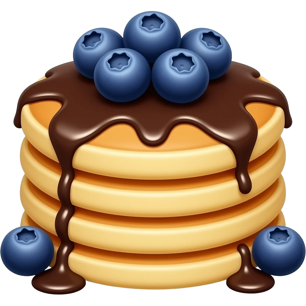 blueberry pancakes with chocolate syrup emoji