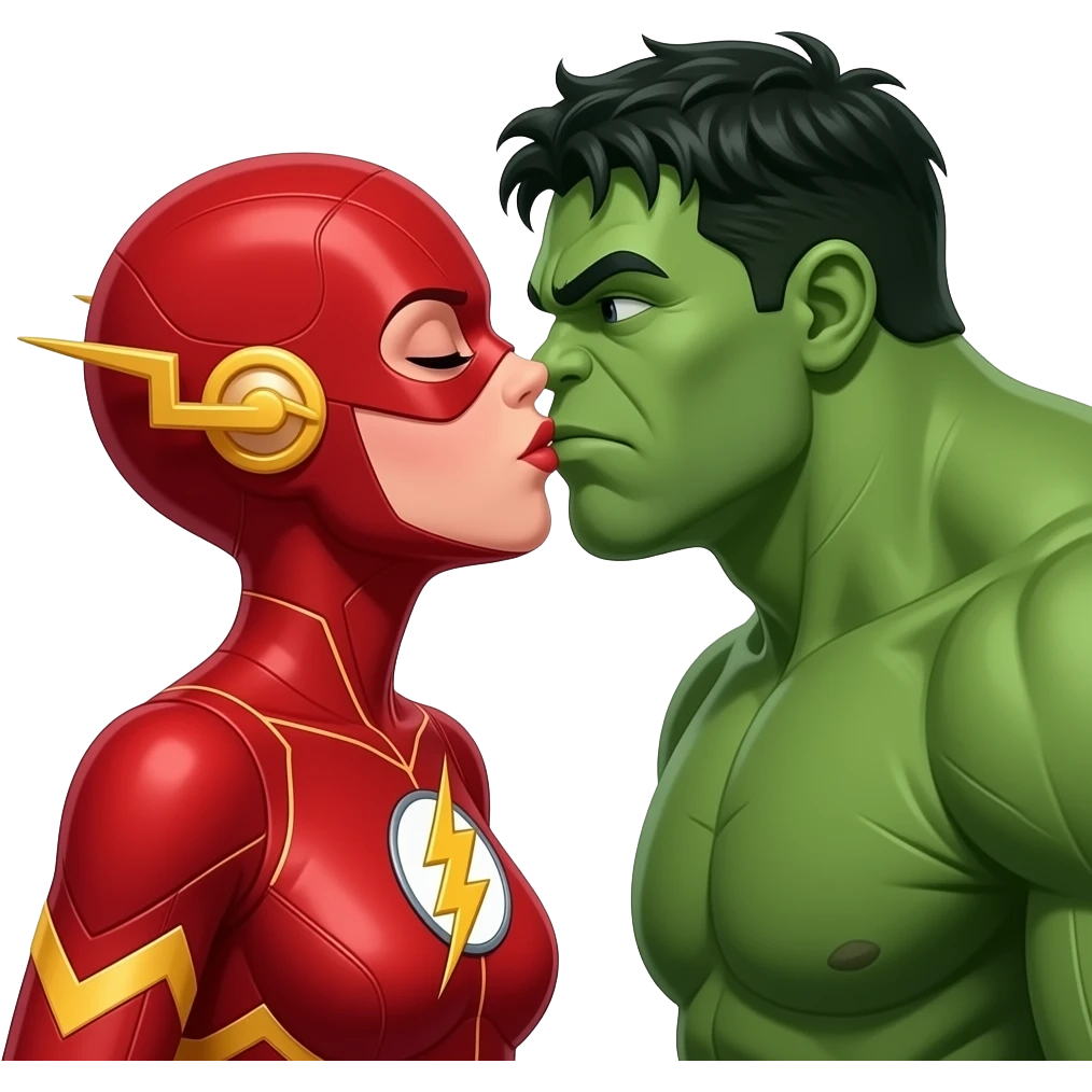 The Flash in Kiss She Flash Girl Romantic Hulk Mix "3d Emoji Old" emoji