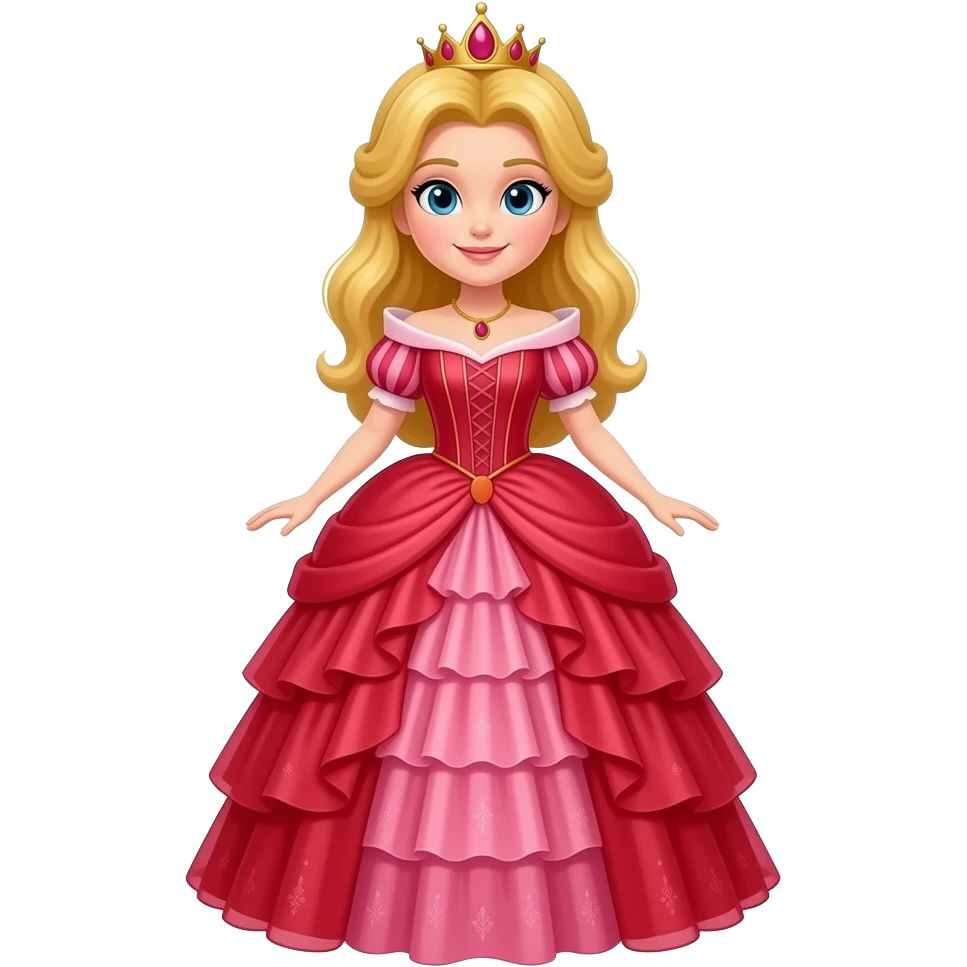 Kırmızı Ve Kabarık elbiseli taçlı daha fazla takılı prenses tüm vücut emoji