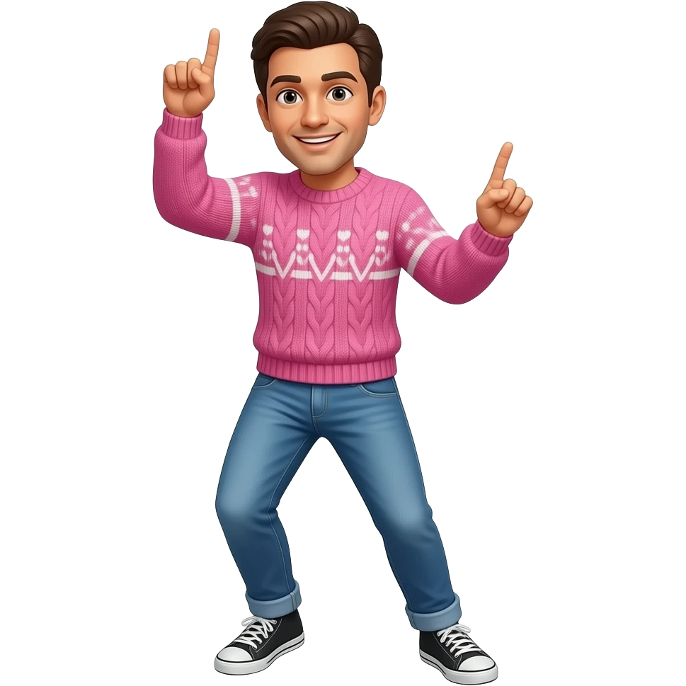 balkany en pull rose qui danse dans la rue emoji