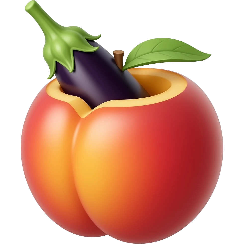 eggplant sticking halfway inside peach ass crack emoji