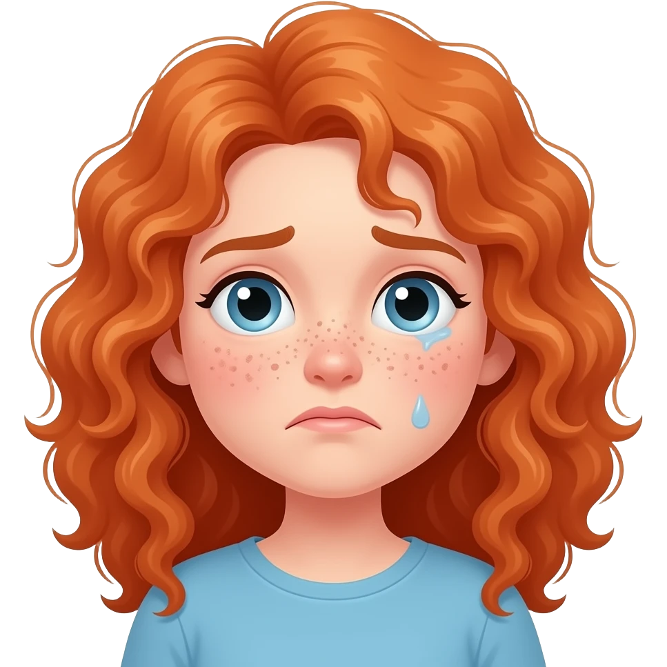 Fille rousse bouclés tâches de rousseur malade emoji