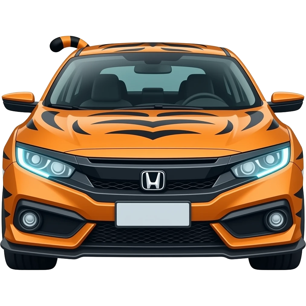 Tigre neon en un honda carro emoji