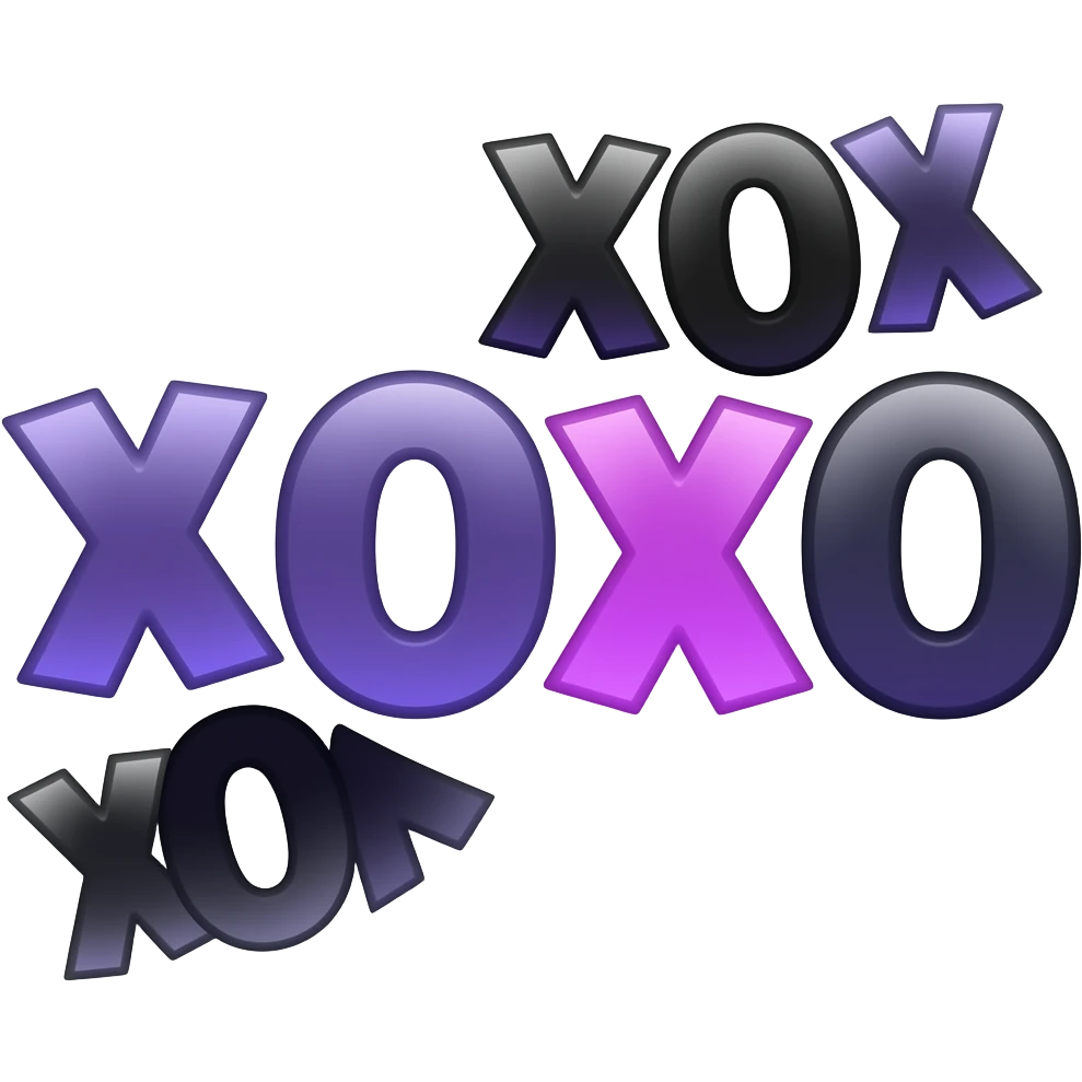 animated word that says xoxo in purple and black emoji