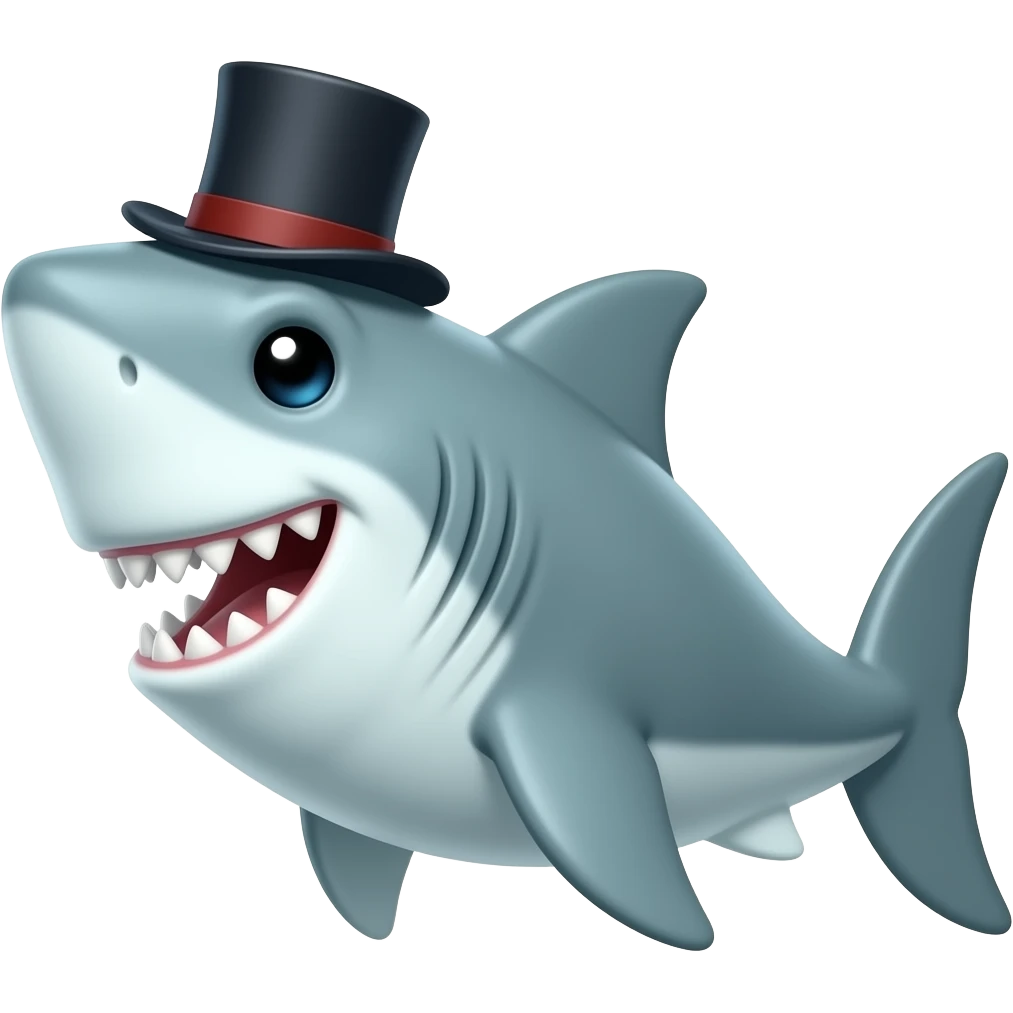 Shark with a top hat emoji