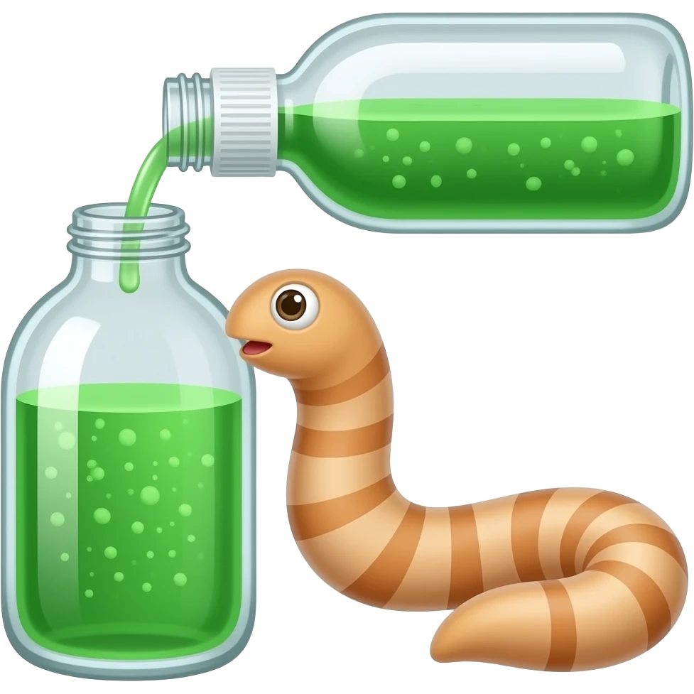 worm* drinking green dish soap out of a glass emoji