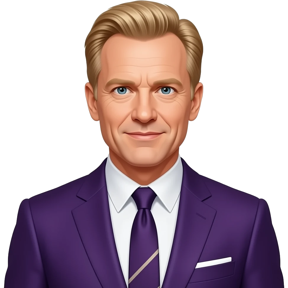 Jeff Daniels with blonde hair, purple oscar suit emoji