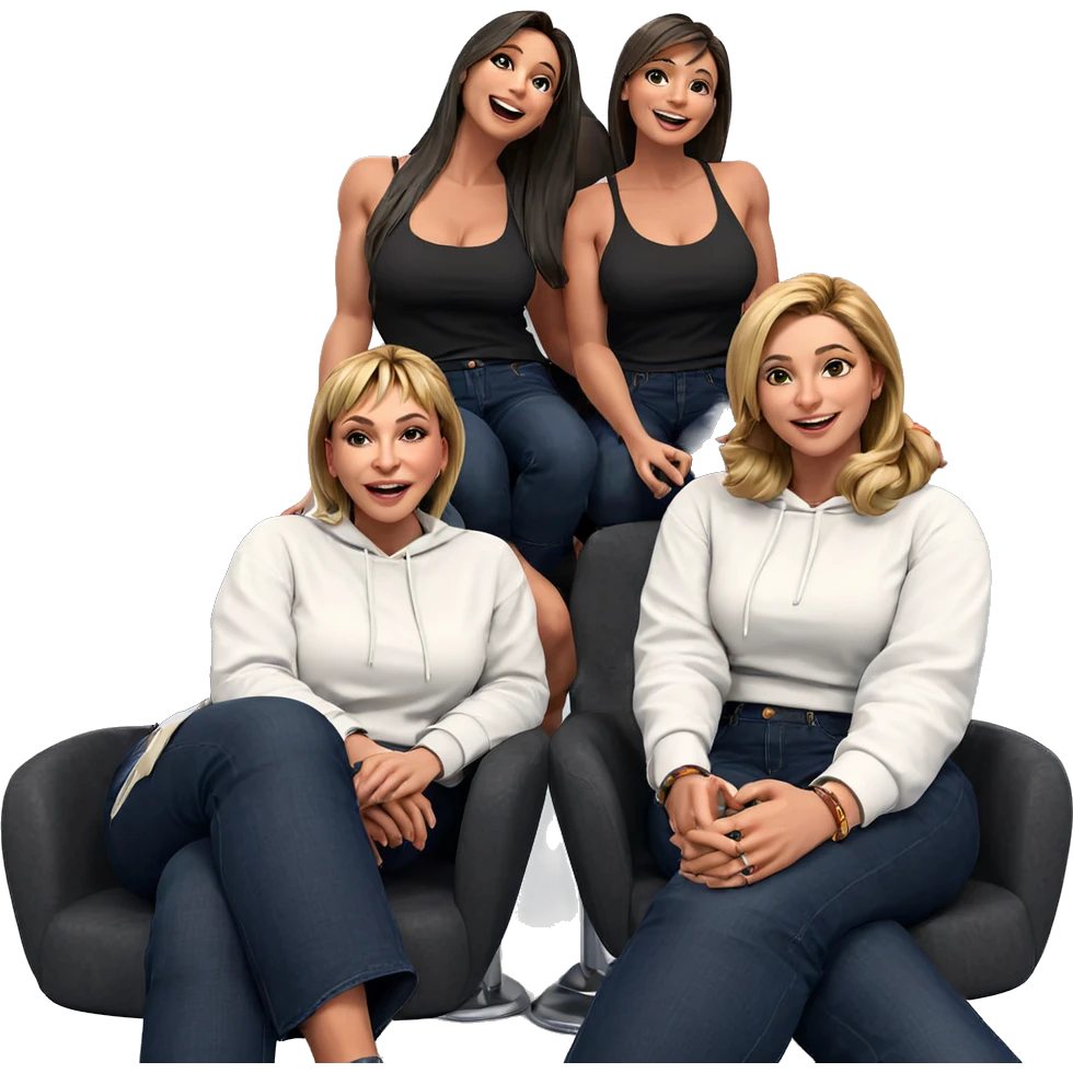happy girls sitting together emoji