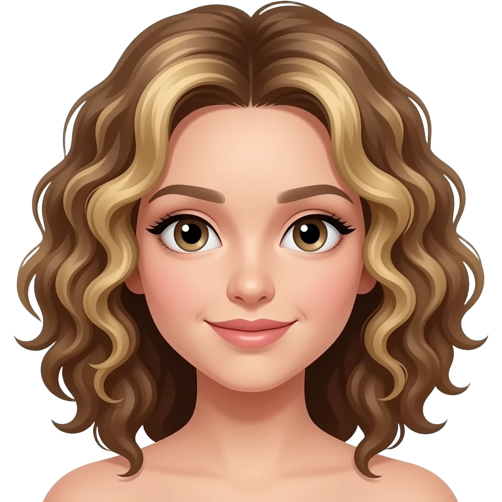 Menina cabelo cacheado 3b mechas loiras em todo os cabelo emoji