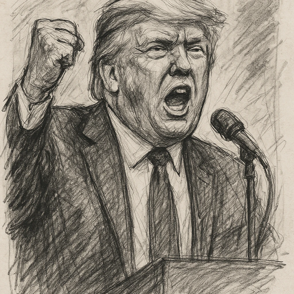 Donald Trump speaking at a rally emoji