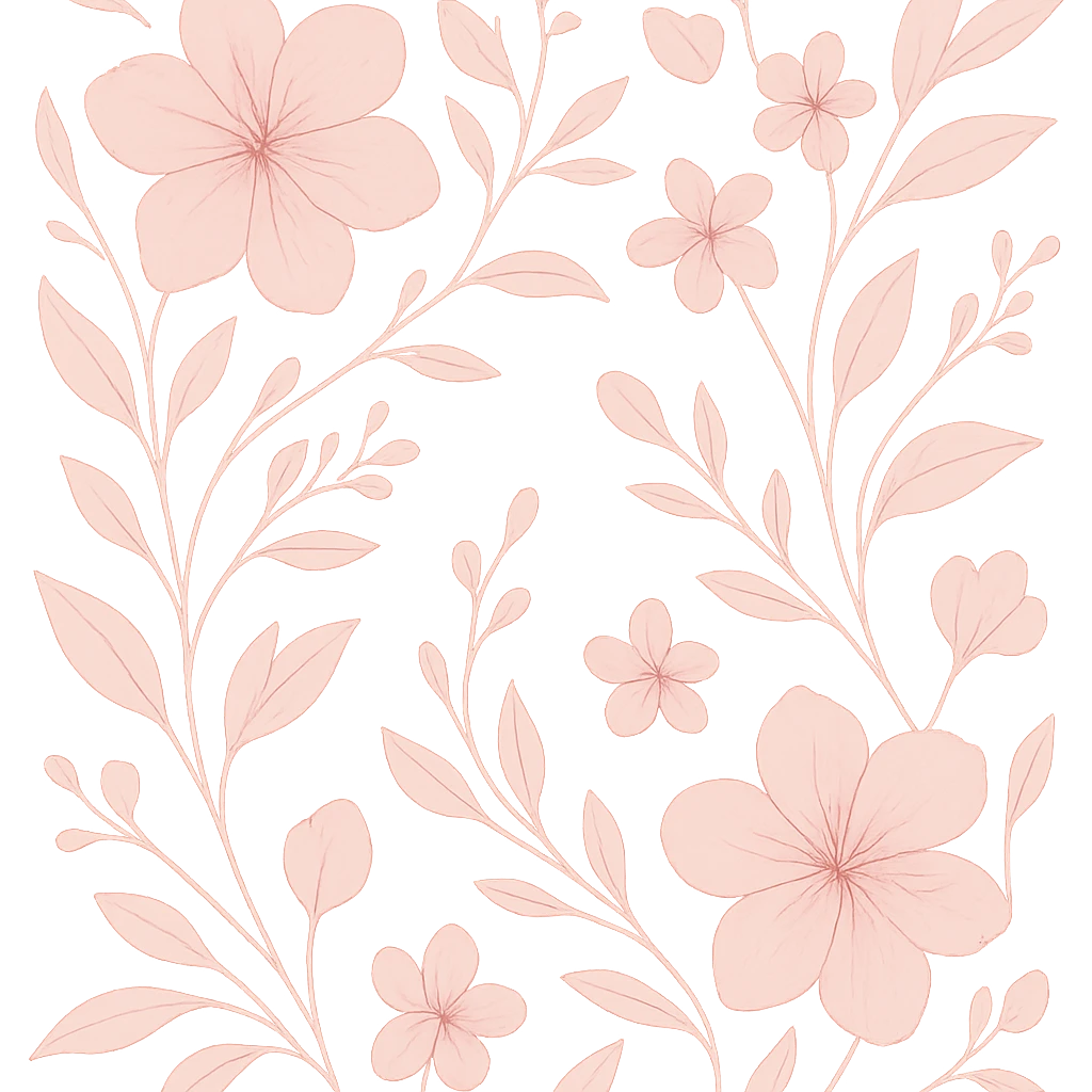 refined pink theme, floral elements, whimsical emoji