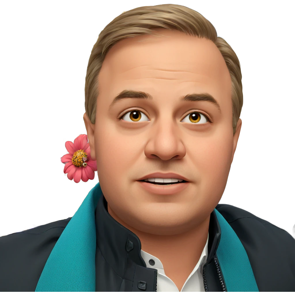 whimsical boy with flower emoji